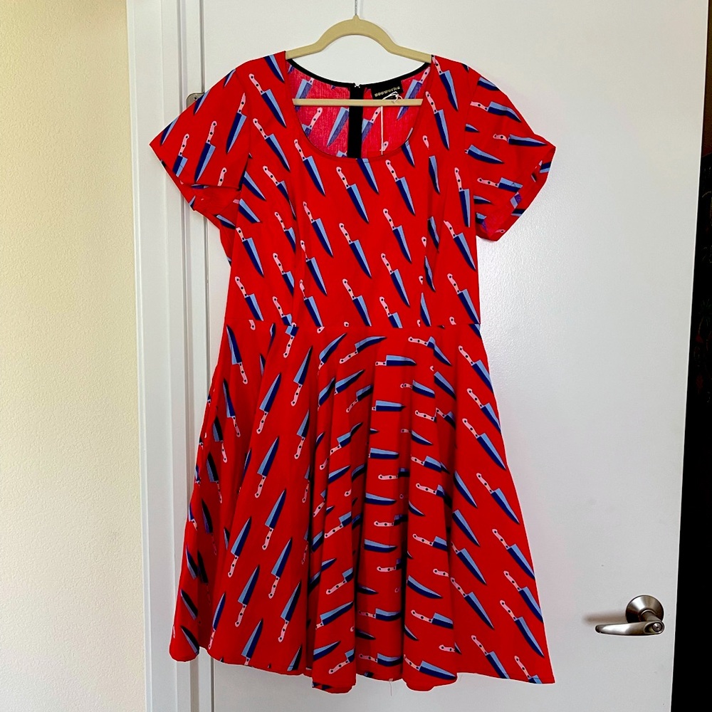 Knives print dress by Nooworks xxxl.